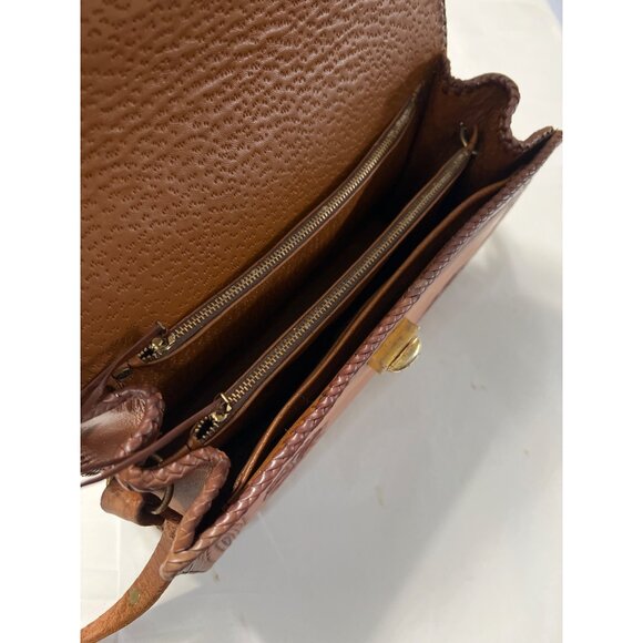 Vintage Southwestern Tooled Leather Shoulder Bag With Floral Design - Picture 4 of 14